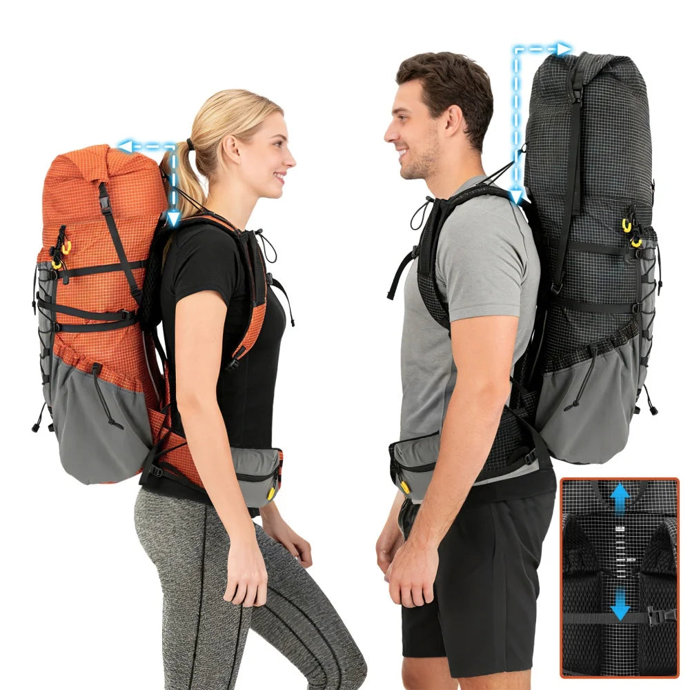 Night Cat Lightweight 50L To 70L Hiking Backpack With Rain Cover