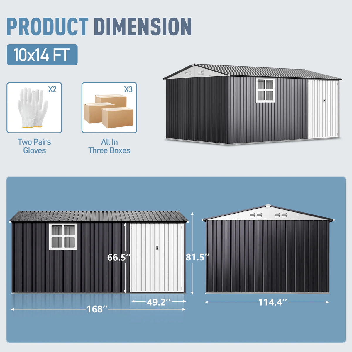 VIWAT Heavy Duty Outdoor Metal Storage Shed With Lock
