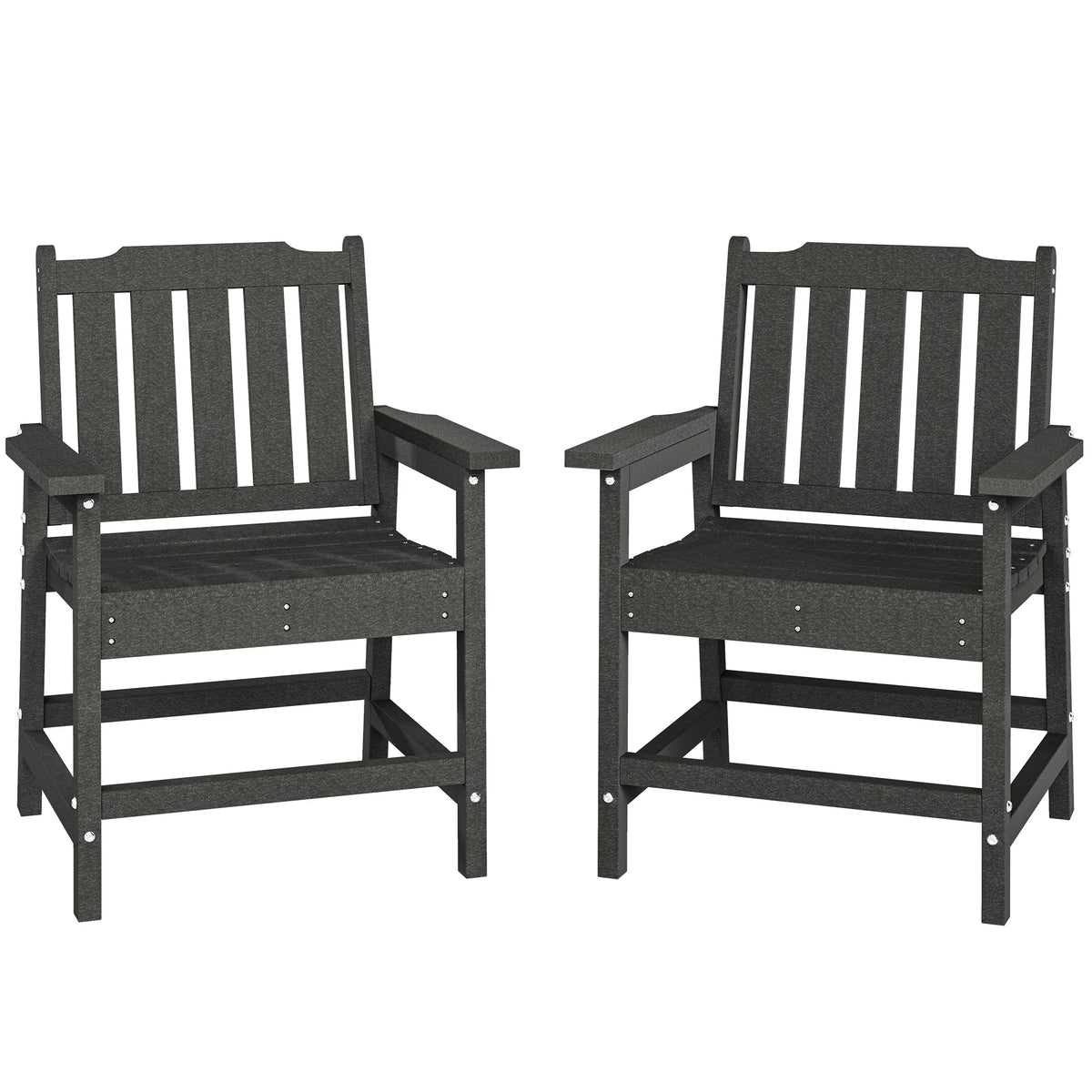 Outsunny Outdoor Patio Chairs With Slatted Back And Armrests