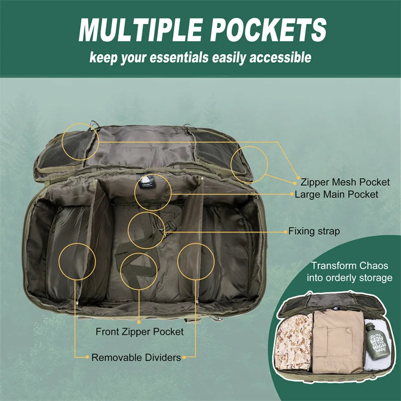 LQARMY 30L 45L 80L Tactical Backpack For Hiking Camping Travel And Outdoor Adventures
