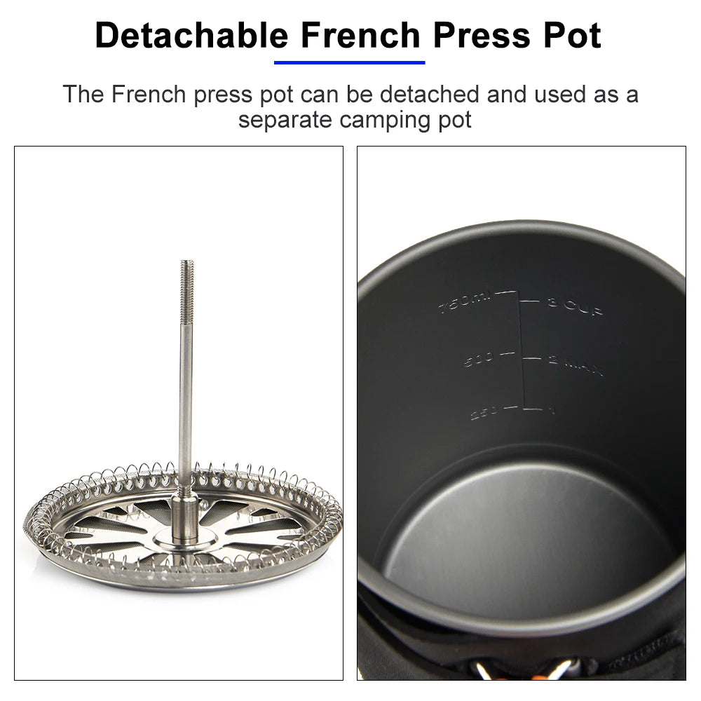 Widesea Camping Gas Stove Heat Exchanger Cookware Coffee Pot Cup