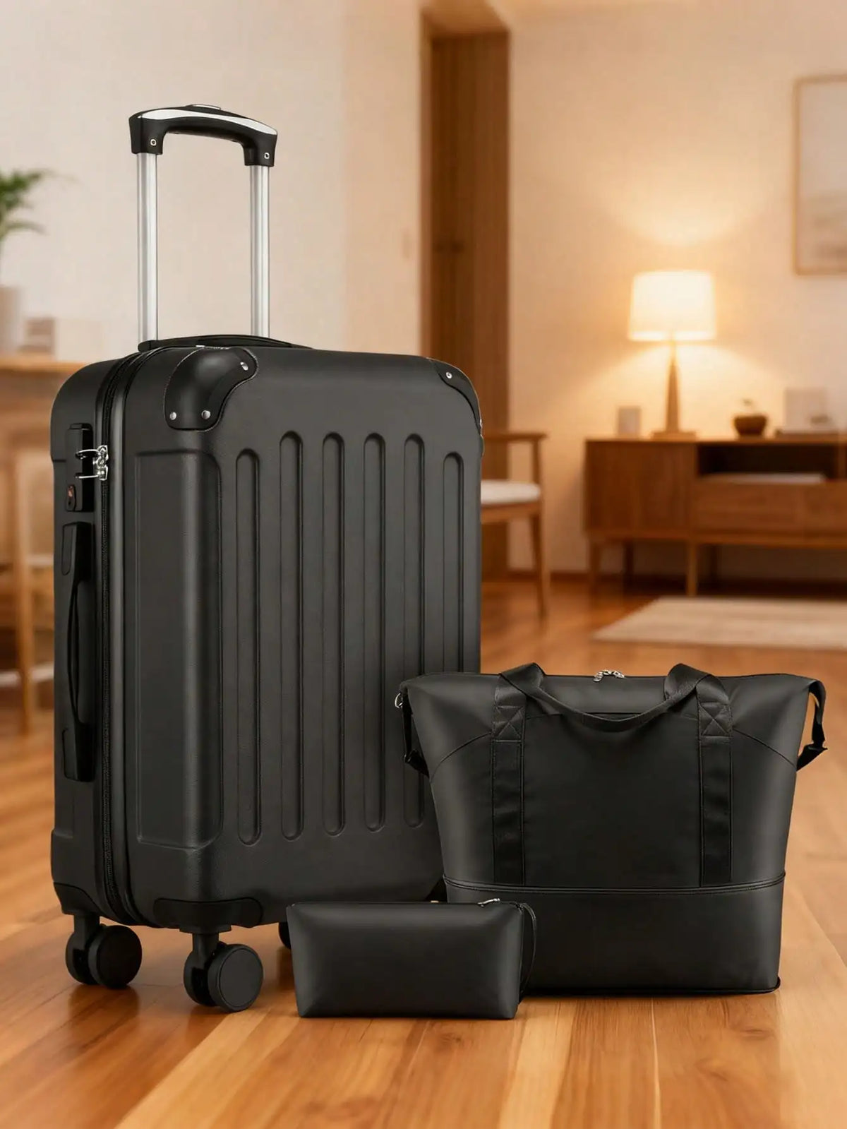3 IN 1 Luggage Set for Men & Women, Airline Approved 22x14x9 Carry On Luggage, Fashion Hardshell Suitcase with TSA Lock, Wheeled Travel Trolley Case with Matching Tote Bag, Lightweight Rolling Suitcase for Business Trips, Wee