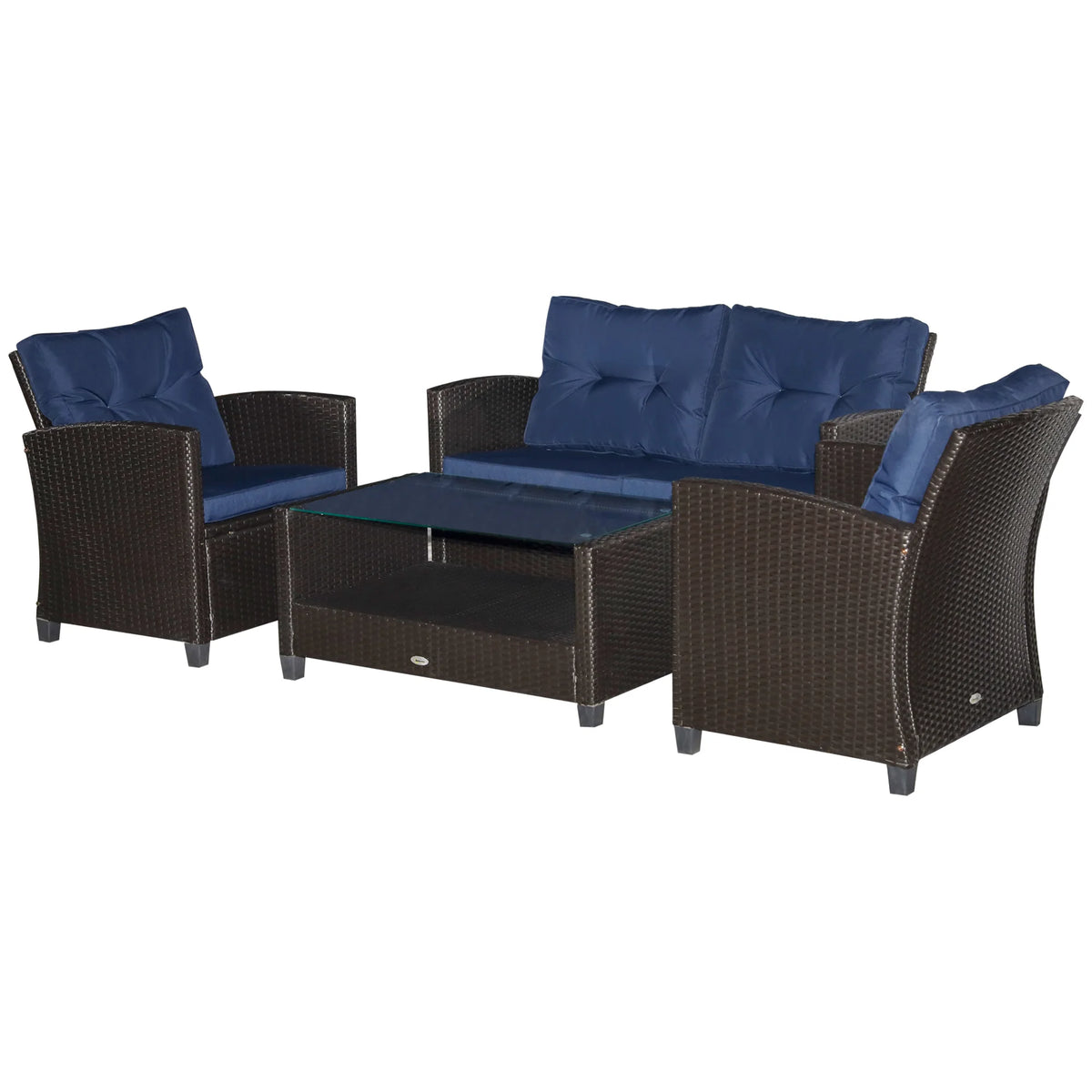 Outsunny 4 Piece Outdoor Wicker Patio Furniture Set