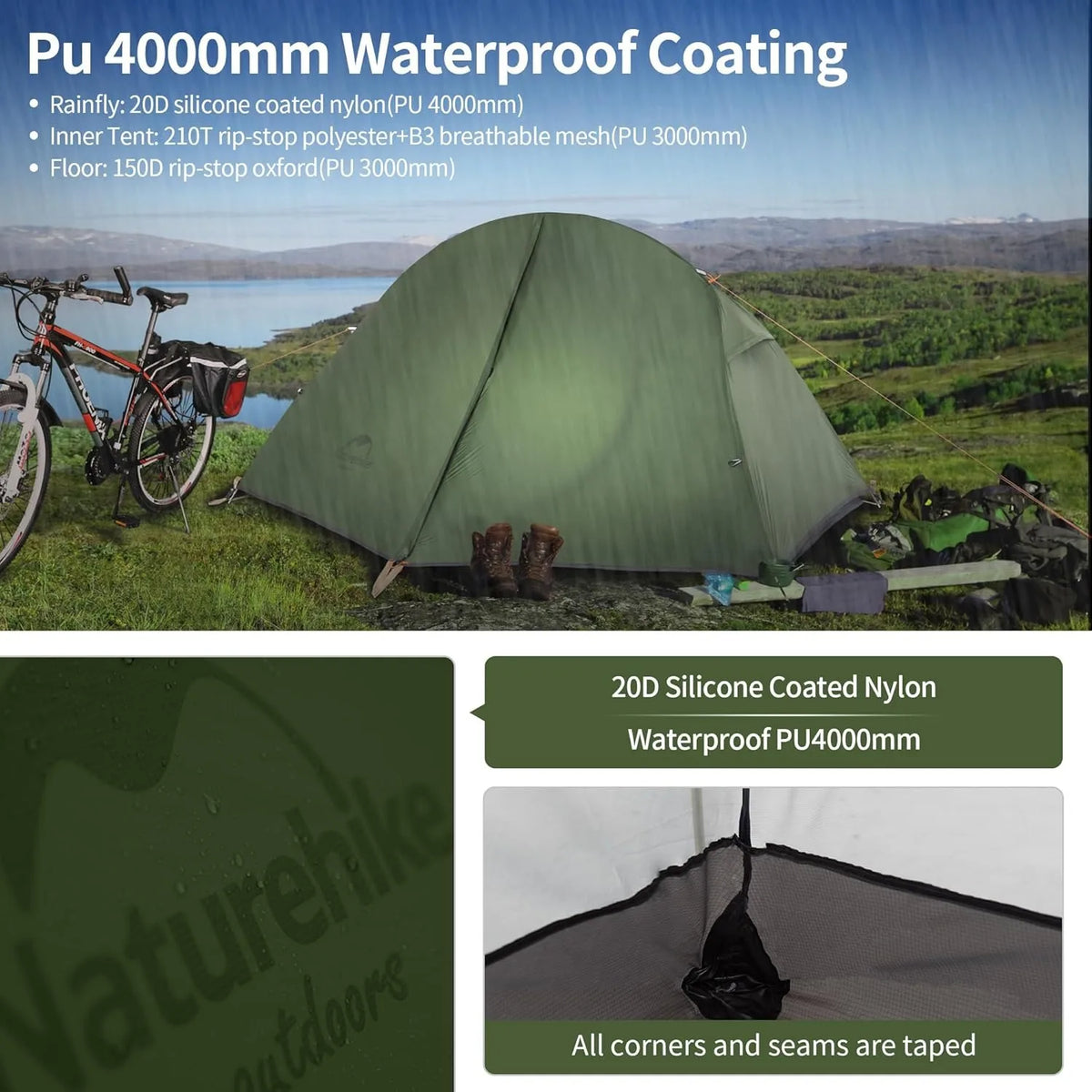 Naturehike 1 Person Ultralight Waterproof Double Layer Cycling Tent