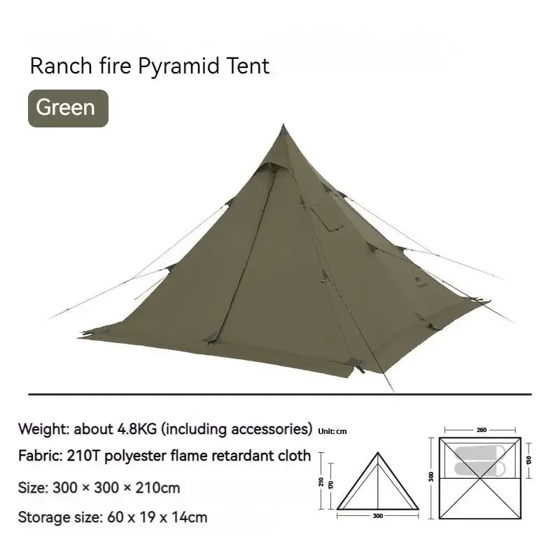 Naturehike 2-4 Person Chimney Tipi Camping Tent Pyramid