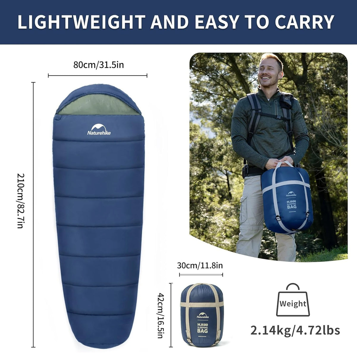 Naturehike Mummy Sleeping Bag MJ300 MJ600 Warm Polyester