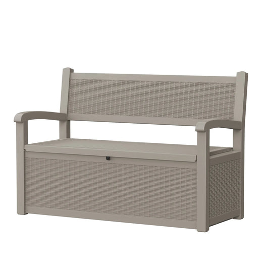 Weatherproof Rattan Look Outdoor Storage Bench For Patio Garden