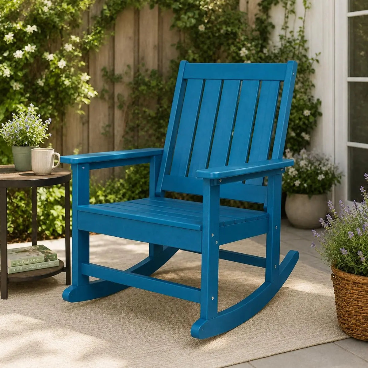Ergonomic HDPE Outdoor Rocking Chair With Curved Back