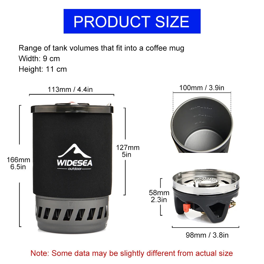 Widesea Camping Gas Stove Heat Exchanger Cookware Coffee Pot Cup